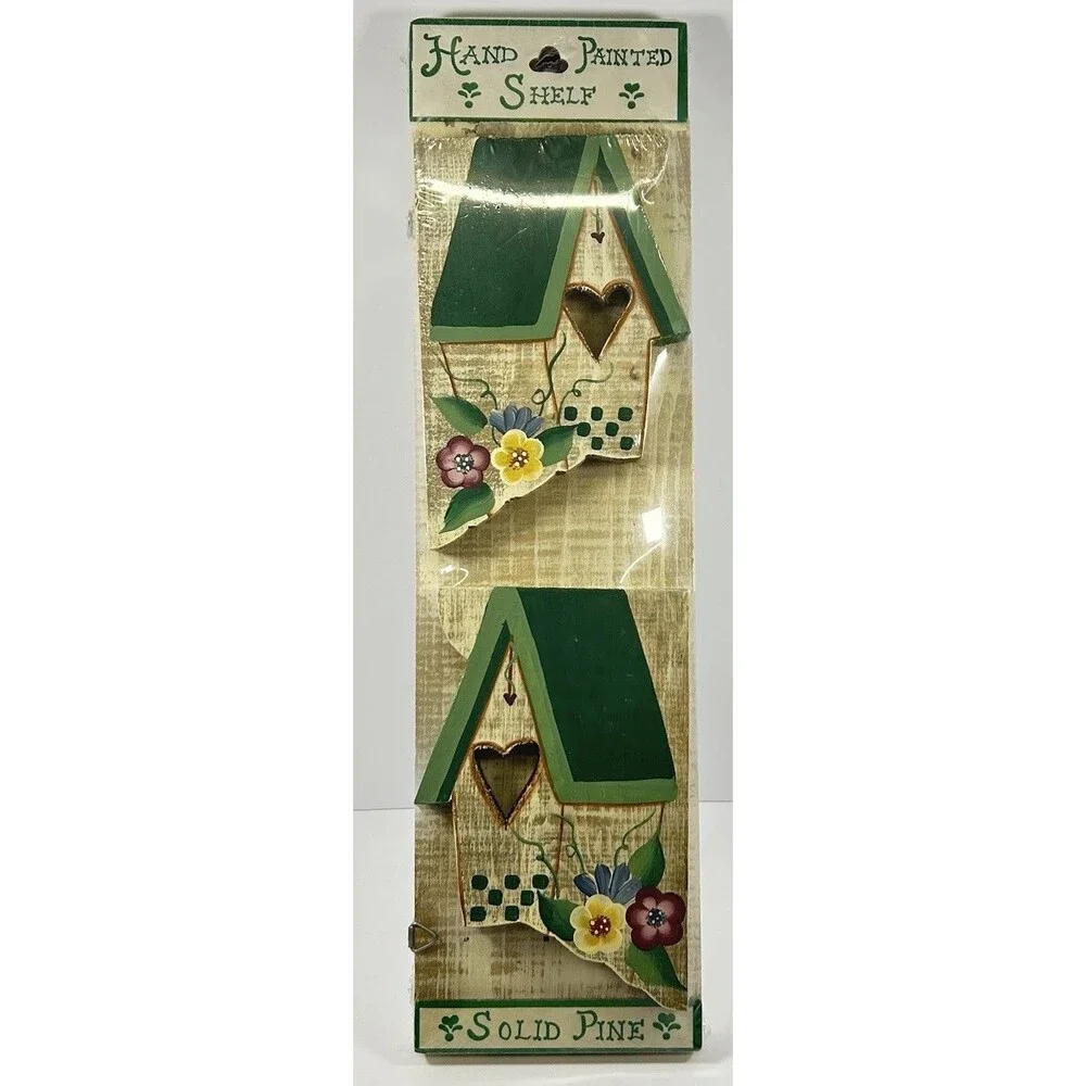 1991 Wendys Folk Art Hand Painted Wood Birdhouse Wall Shelf JDI Fallbrook CA